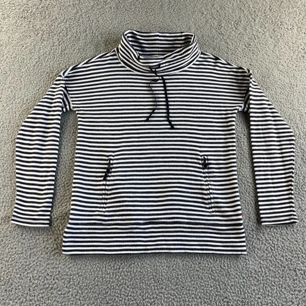 NEW Talbots Sweater Womens Petite P White Black‎ Striped Sweatshirt Cowl Neck